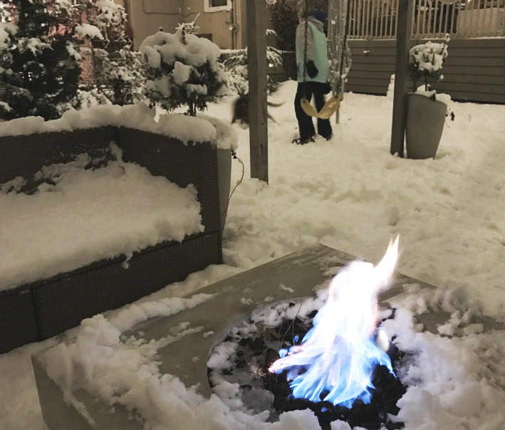 Fire pit in the snow