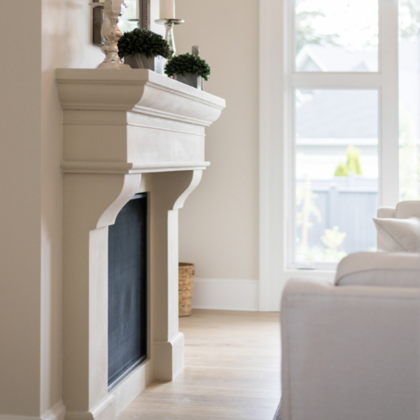 French country fireplace mantel